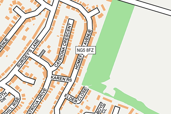 NG5 8FZ map - OS OpenMap – Local (Ordnance Survey)