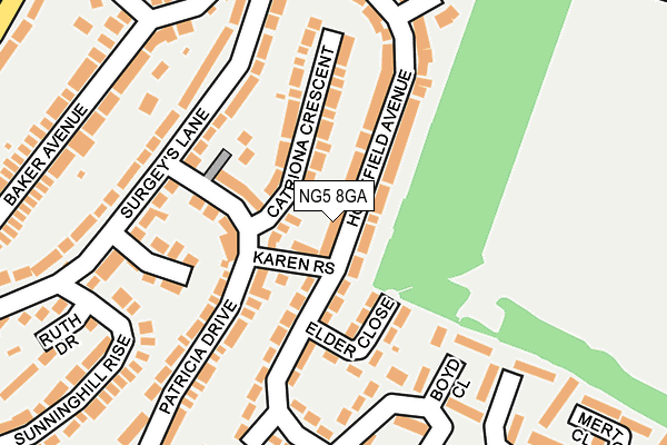 NG5 8GA map - OS OpenMap – Local (Ordnance Survey)