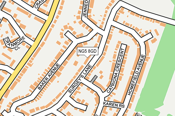 NG5 8GD map - OS OpenMap – Local (Ordnance Survey)