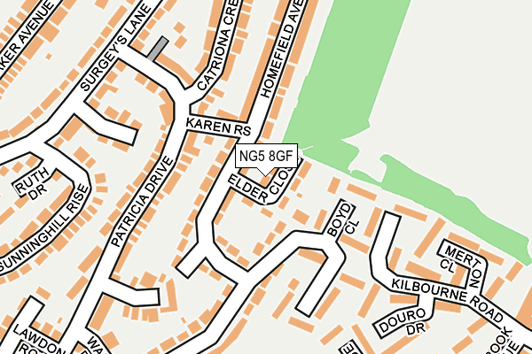 NG5 8GF map - OS OpenMap – Local (Ordnance Survey)