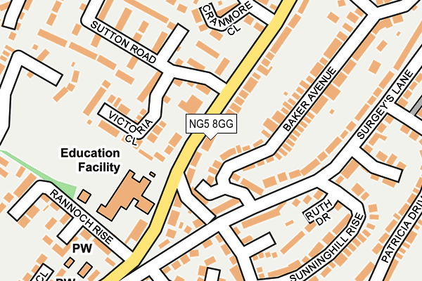 NG5 8GG map - OS OpenMap – Local (Ordnance Survey)