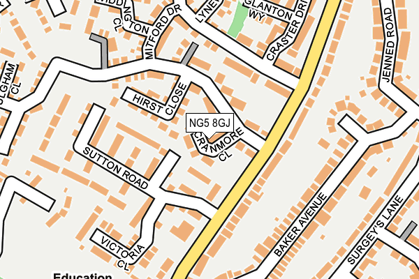 NG5 8GJ map - OS OpenMap – Local (Ordnance Survey)