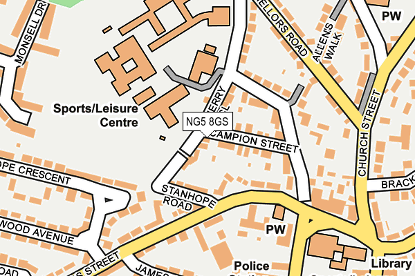 NG5 8GS map - OS OpenMap – Local (Ordnance Survey)