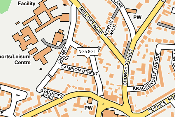 NG5 8GT map - OS OpenMap – Local (Ordnance Survey)