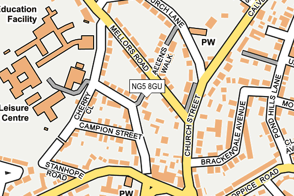 NG5 8GU map - OS OpenMap – Local (Ordnance Survey)