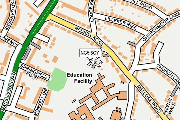 NG5 8GY map - OS OpenMap – Local (Ordnance Survey)