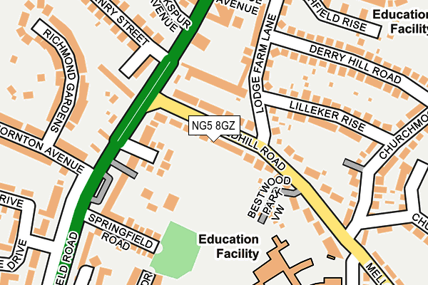 NG5 8GZ map - OS OpenMap – Local (Ordnance Survey)