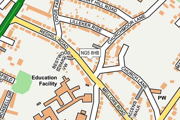 NG5 8HB map - OS OpenMap – Local (Ordnance Survey)