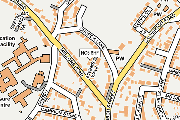 NG5 8HF map - OS OpenMap – Local (Ordnance Survey)