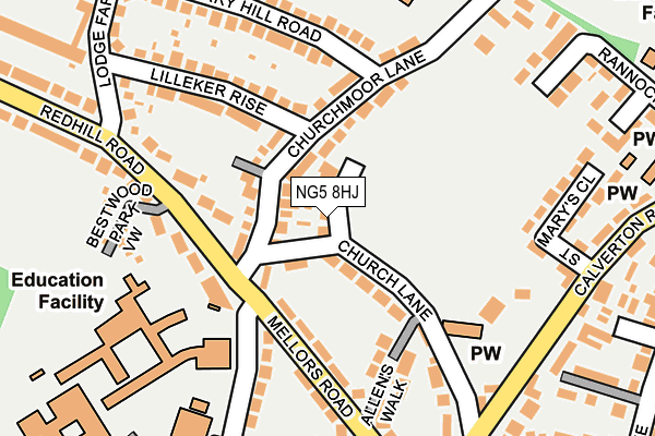 NG5 8HJ map - OS OpenMap – Local (Ordnance Survey)