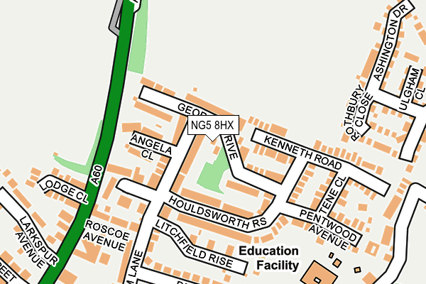 NG5 8HX map - OS OpenMap – Local (Ordnance Survey)