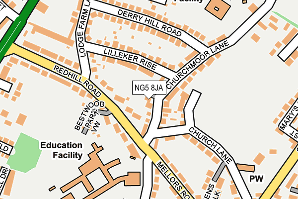 NG5 8JA map - OS OpenMap – Local (Ordnance Survey)