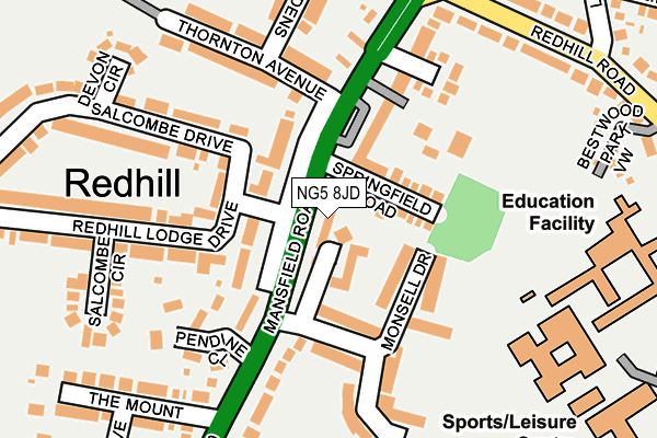 NG5 8JD map - OS OpenMap – Local (Ordnance Survey)