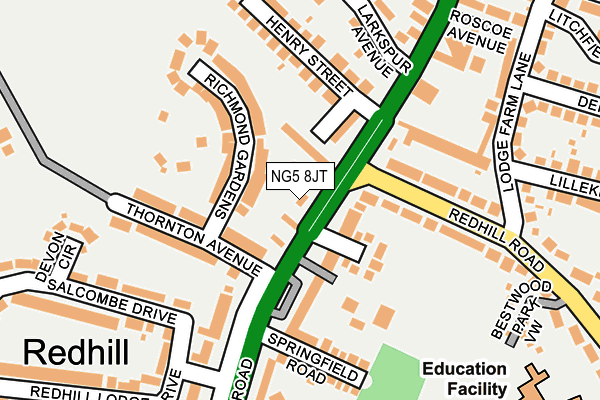 NG5 8JT map - OS OpenMap – Local (Ordnance Survey)