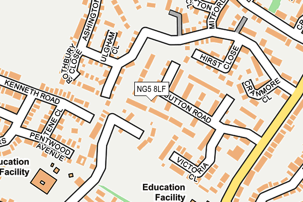NG5 8LF map - OS OpenMap – Local (Ordnance Survey)