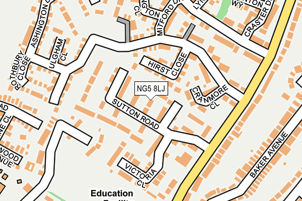 NG5 8LJ map - OS OpenMap – Local (Ordnance Survey)