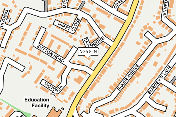 NG5 8LN map - OS OpenMap – Local (Ordnance Survey)