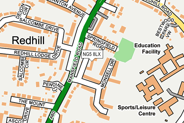 NG5 8LX map - OS OpenMap – Local (Ordnance Survey)