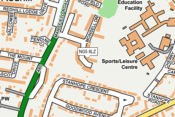 NG5 8LZ map - OS OpenMap – Local (Ordnance Survey)