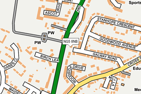 NG5 8NB map - OS OpenMap – Local (Ordnance Survey)