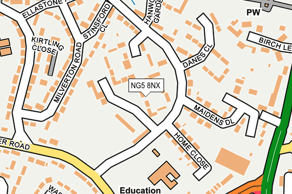 NG5 8NX map - OS OpenMap – Local (Ordnance Survey)