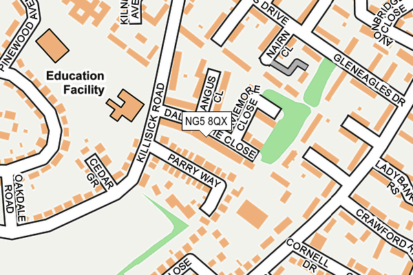 NG5 8QX map - OS OpenMap – Local (Ordnance Survey)