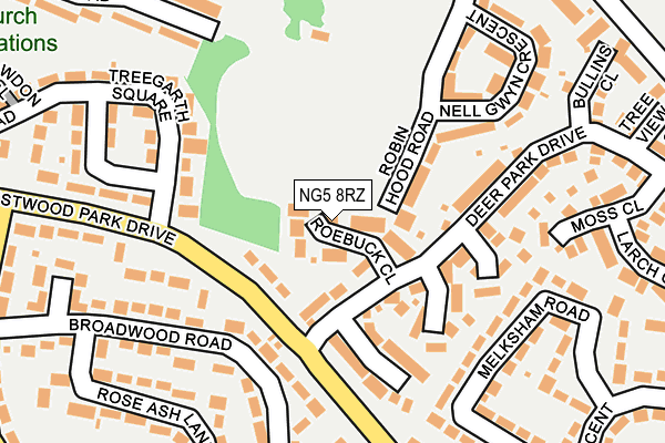 NG5 8RZ map - OS OpenMap – Local (Ordnance Survey)