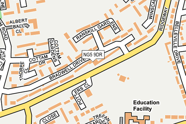 NG5 9DR map - OS OpenMap – Local (Ordnance Survey)