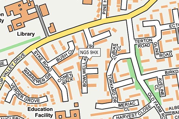 NG5 9HX map - OS OpenMap – Local (Ordnance Survey)