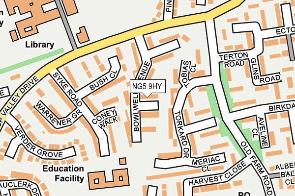 NG5 9HY map - OS OpenMap – Local (Ordnance Survey)