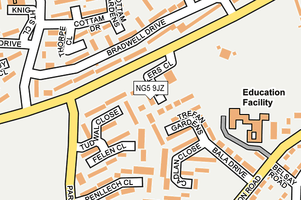 NG5 9JZ map - OS OpenMap – Local (Ordnance Survey)
