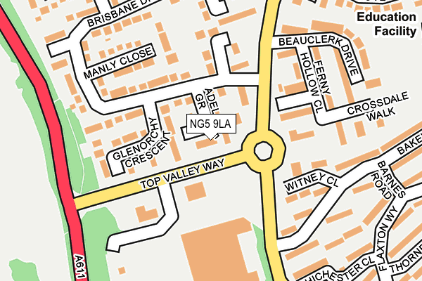 NG5 9LA map - OS OpenMap – Local (Ordnance Survey)