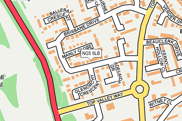NG5 9LB map - OS OpenMap – Local (Ordnance Survey)