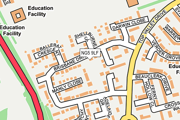 NG5 9LF map - OS OpenMap – Local (Ordnance Survey)