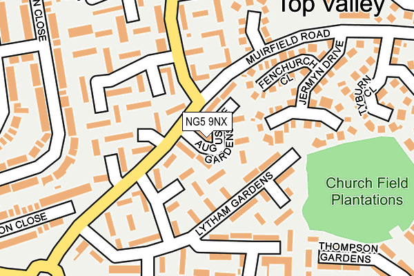 NG5 9NX map - OS OpenMap – Local (Ordnance Survey)