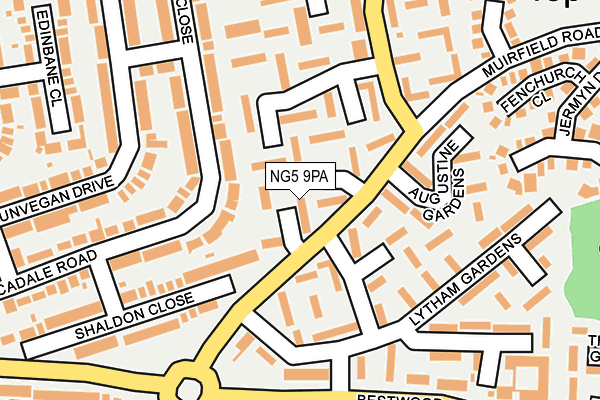 NG5 9PA map - OS OpenMap – Local (Ordnance Survey)