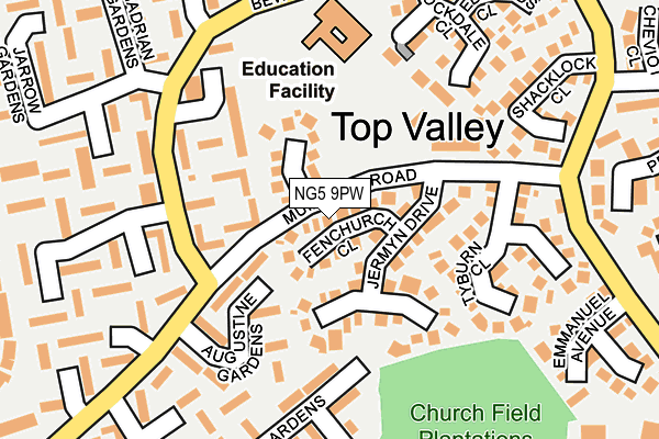 NG5 9PW map - OS OpenMap – Local (Ordnance Survey)