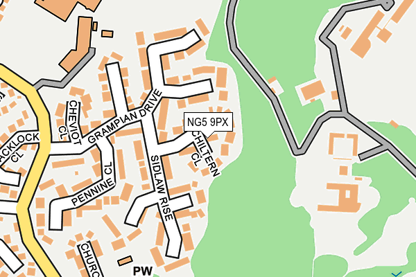 NG5 9PX map - OS OpenMap – Local (Ordnance Survey)