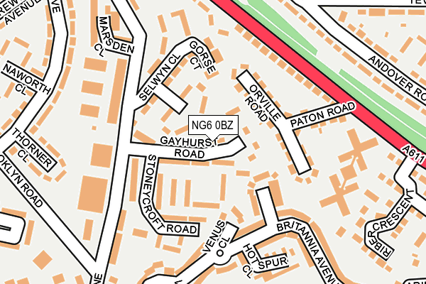 NG6 0BZ map - OS OpenMap – Local (Ordnance Survey)
