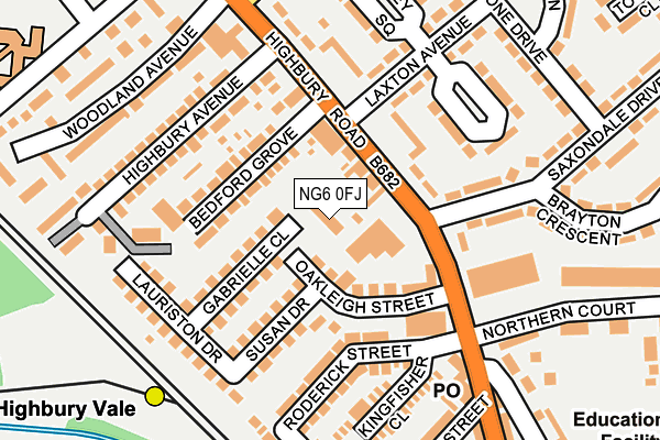 NG6 0FJ map - OS OpenMap – Local (Ordnance Survey)