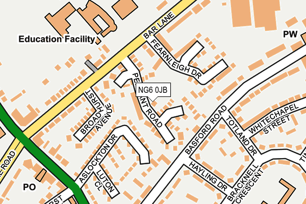 NG6 0JB map - OS OpenMap – Local (Ordnance Survey)