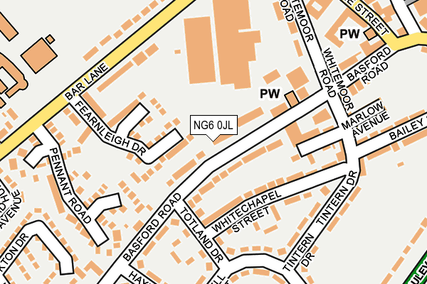 NG6 0JL map - OS OpenMap – Local (Ordnance Survey)