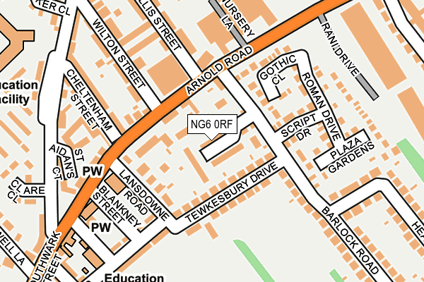 NG6 0RF map - OS OpenMap – Local (Ordnance Survey)