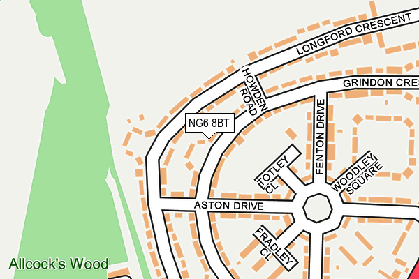 NG6 8BT map - OS OpenMap – Local (Ordnance Survey)