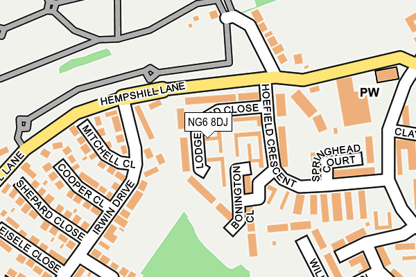 NG6 8DJ map - OS OpenMap – Local (Ordnance Survey)