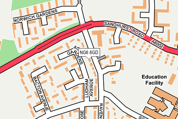 NG6 8GD map - OS OpenMap – Local (Ordnance Survey)