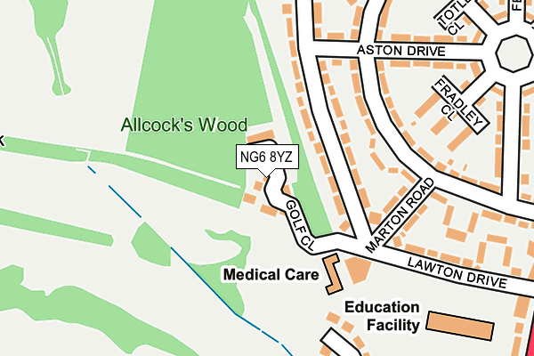 NG6 8YZ map - OS OpenMap – Local (Ordnance Survey)