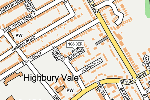 NG6 9ER map - OS OpenMap – Local (Ordnance Survey)