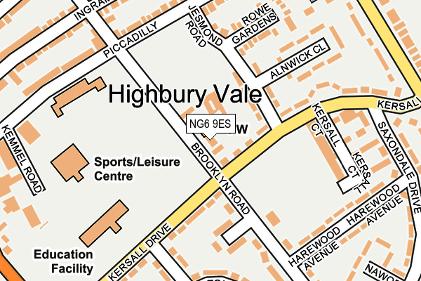 NG6 9ES map - OS OpenMap – Local (Ordnance Survey)