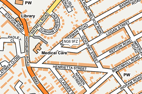 NG6 9FZ map - OS OpenMap – Local (Ordnance Survey)